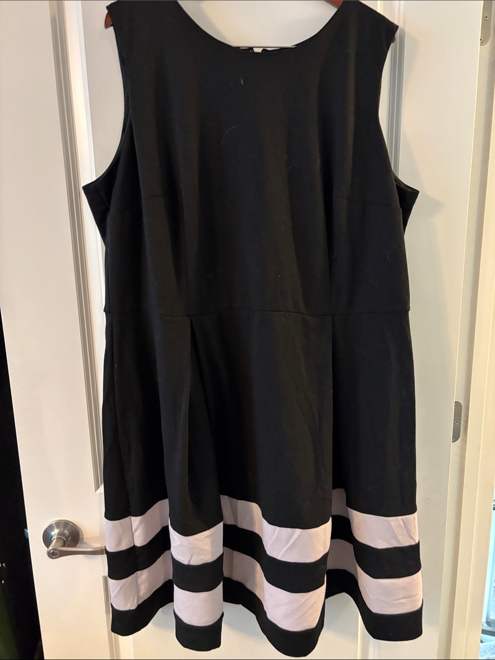 Taylor Black Midi Dress with White Stripe Hem